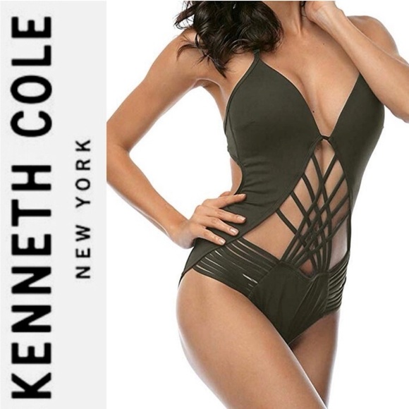 Kenneth Cole Strappy Cutout Swimsuit Women's Minimal Sexy Resortwear Beach - Picture 1 of 12